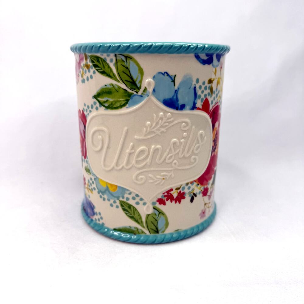 The Pioneer Woman Melody Floral Utensils Ceramic Container